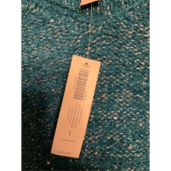 Chicos size one turquoise sweater nwt - Picture 5 of 11